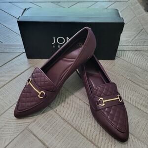 Jones New York Women's 9.5 M Quadia Pointed Toe Quilted Loafers Burgundy NEW